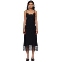 Simone Rocha Black Deep Lace Trim Slip Midi Dress 252405F054003