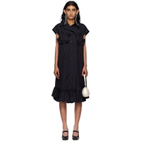 Simone Rocha Black Sleeveless Ruffle Bust Detail Midi Dress 252405F054009
