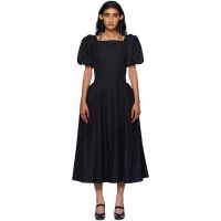 Simone Rocha Black Bow Puff Sleeve Hip Midi Dress 252405F054012