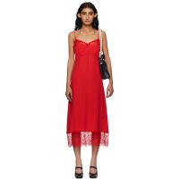 Simone Rocha Red Deep Lace Trim Slip Midi Dress 252405F054016