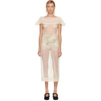 Simone Rocha Beige Sheer Sculpted Gathered Bust Midi Dress 252405F054021