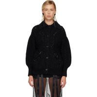 Simone Rocha Black Sculpted Chunky Knit Cardigan 252405F095000