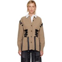 Simone Rocha Tan Sculpted Ribbon Corset Cardigan 252405F095003