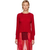 Simone Rocha Red Embellished Cashmere Cardigan 252405F095007