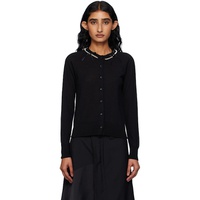 Simone Rocha Black Pearl & Chain Bow Cardigan 252405F095011