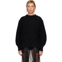 Simone Rocha Black Embellished Puff Sleeve Chunky Knit Sweater 252405F096001