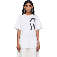 Simone Rocha White Ribbon Bow Tail T-shirt 252405F110003