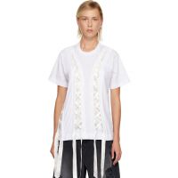 Simone Rocha White Unraveling Ribbon T-shirt 252405F110012