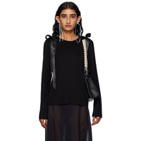 Simone Rocha Black Bow Ribbon Tail Long Sleeve T-shirt 252405F110015
