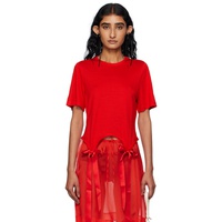 Simone Rocha Red Bow Tail Easy T-shirt 252405F110019