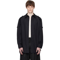 Simone Rocha Black Ruffle Shoulder Patch Tunic Shirt 252405M192011