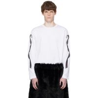 Simone Rocha White Ribbon Bow Tail Long Sleeve T-shirt 252405M213015