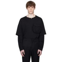 Simone Rocha Black Layered Ruffle Pocket Long Sleeve T-shirt 252405M213022