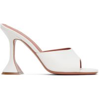 Amina Muaddi White Lupita Slipper Heeled Sandals 252415F125003