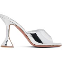 Amina Muaddi SSENSE Exclusive Silver Lupita Slipper 95 Heeled Sandals 252415F125052