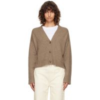 Loulou de Saison Taupe Kaia LDS Ribbed Neckline Cardigan 252473F095007