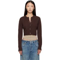 Loulou de Saison Brown Zephir Cashmere Cropped Cardigan 252473F095008