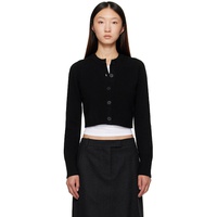 Loulou de Saison Black Zephir Cashmere Cropped Cardigan 252473F095009