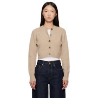 Loulou de Saison Beige Zephir Cashmere Cropped Cardigan 252473F095011