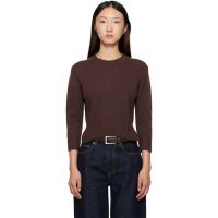 Loulou de Saison Brown Mora LDS Cropped Cashmere Sweater 252473F096013