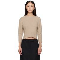 Loulou de Saison Beige Mora LDS Cropped Cashmere Sweater 252473F096014