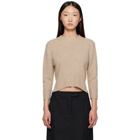 Loulou de Saison Beige Mora LDS Cropped Cashmere Sweater 252473F096014