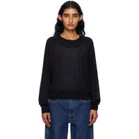 Loulou de Saison Black Angus Cashmere Crew Neck Sweater 252473F096020