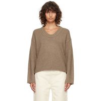 Loulou de Saison Taupe Derry Plunging U Neck Sweater 252473F100004