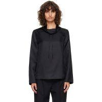 Loulou de Saison Black Cyna Silk Blouse 252473F107002
