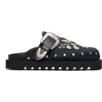 Toga Pulla Black Eyelet Metal Sabot Slip-on Loafers 252492F121016