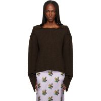 Meryll Rogge Brown Raw Edge Boat Neck Sweater 252512F096000