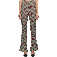 Chopova Lowena Green Sonicscape Plaid Mesh Leggings 252529F085000