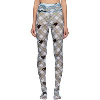 Chopova Lowena Blue & White Bunny Girl Argyle Mesh Leggings 252529F085001