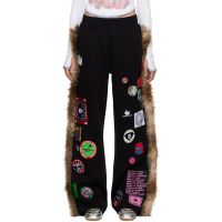 Chopova Lowena Black Faux-Fur Sweatpants 252529F086000
