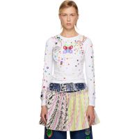 Chopova Lowena White Day Defunct Beaded Jersey T-shirt 252529F110011