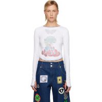 Chopova Lowena White Crystal Cloud Fitted Jersey T-shirt 252529F110012