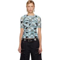 Chopova Lowena Blue & White Sonicscape Mesh Short Sleeve T-shirt 252529F110016