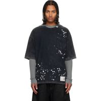Maison MIHARA YASUHIRO Black Embellished Bleached T-shirt 252551M213005