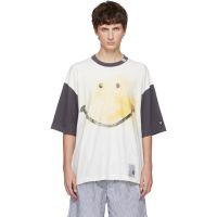 Maison MIHARA YASUHIRO White & Gray Smily Face Printed Ringer T-shirt 252551M213012