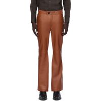 Ernest W. Baker Orange Flare Leather Pants 252600M189002