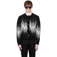 Ernest W. Baker Black & Gray Degrade Jacquard Cardigan 252600M200002