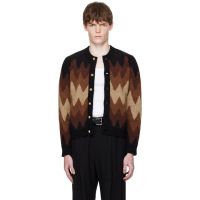 Ernest W. Baker Black & Brown Degrade Jacquard Cardigan 252600M200003