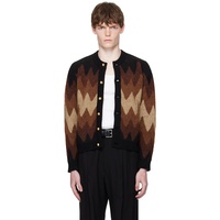 Ernest W. Baker Black & Brown Degrade Jacquard Cardigan 252600M200003