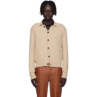 Ernest W. Baker Beige Cable-Knit Polo Cardigan 252600M200005