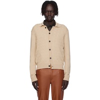 Ernest W. Baker Beige Cable-Knit Polo Cardigan 252600M200005