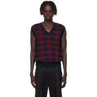 Ernest W. Baker Navy & Red Check Jacquard Vest 252600M206002