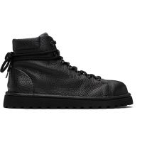 Marsell Gomme Black Pallottola Pebbled Leather Boots 252633M225022