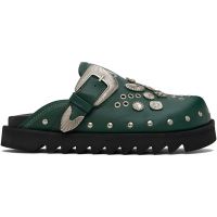 Toga Virilis SSENSE Exclusive Green Eyelet Metal Sabot Loafers 252688M231002