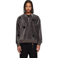 Song for the Mute Gray Corduroy Daisy Quarter Zip Sweatshirt 18106201