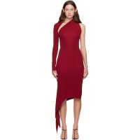 Courreges Burgundy One Shoulder Crepe Jersey Midi Dress 252783F054001